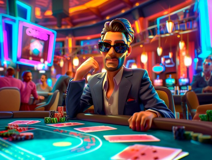 Meja Caribbean Stud Poker dengan dealer profesional di platform intanqq